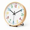 Educational Wall Clock, Silent, Small, Stylish, for Children, Kids' Room, Learning Clock, Continuous Second Hand, Natural Wood Grain, 20cm Diameter