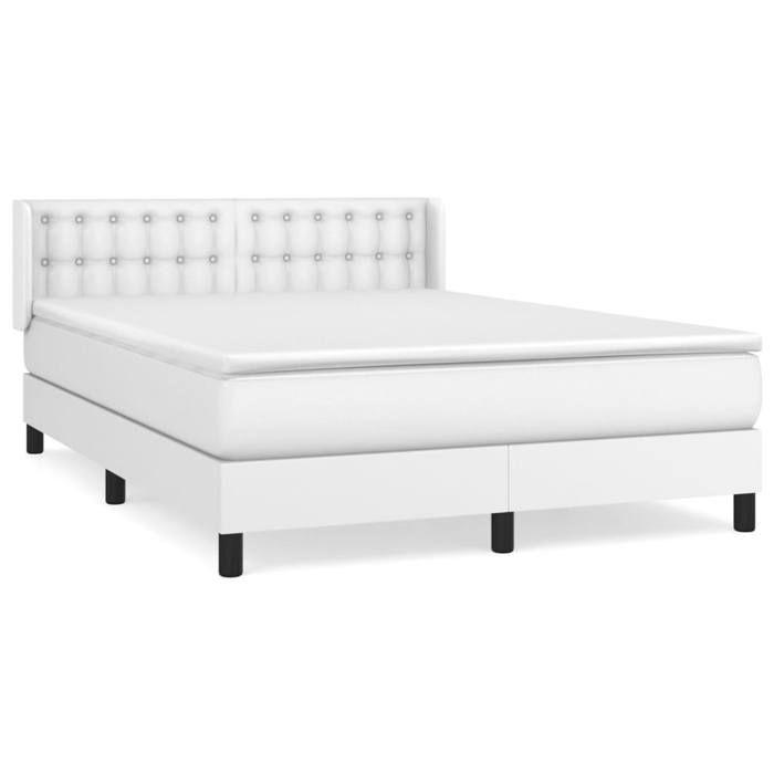 3130782 vidaXL Divan Bed with Mattress White 140x200cm Faux Leather