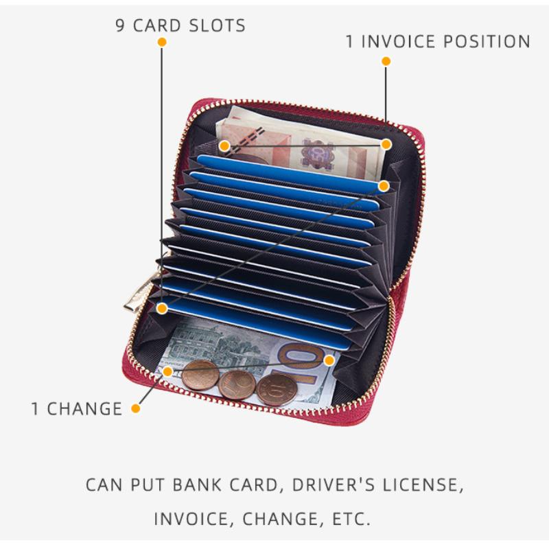 Baellerry Women's Short Purse Pu Leather Card Holder Multiple Card Slots Wallet Zipper Coin Purse Fashion Quilted Card Protector