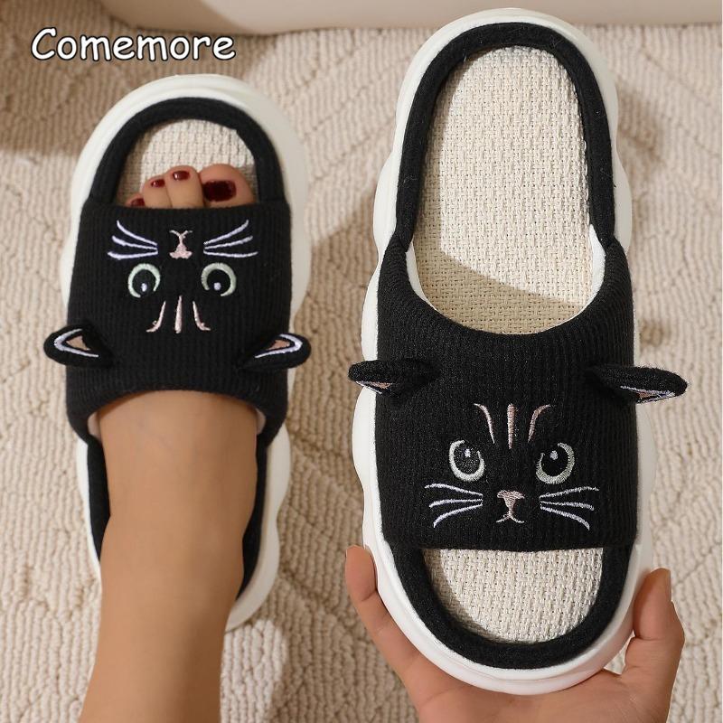 Fashion Casual Platform Women's Slippers Home Spring Autumn Cute Cartoon Cat Shoes Girl Fashion Indoor Outdoor Footwear Lightweight