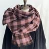 Retro Green Plaid Scarf Women's New Winter Warm Korean Style Student Shawl Dual Purpose Pink Scarf
