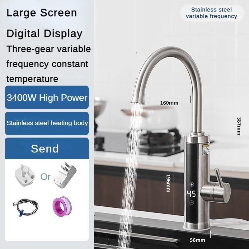 3400W Stainless Steel Intelligent Variable Frequency and Temperature Regulating Faucet LED Temperature Display Screen Hot and Cold Dual-purpose Faucet