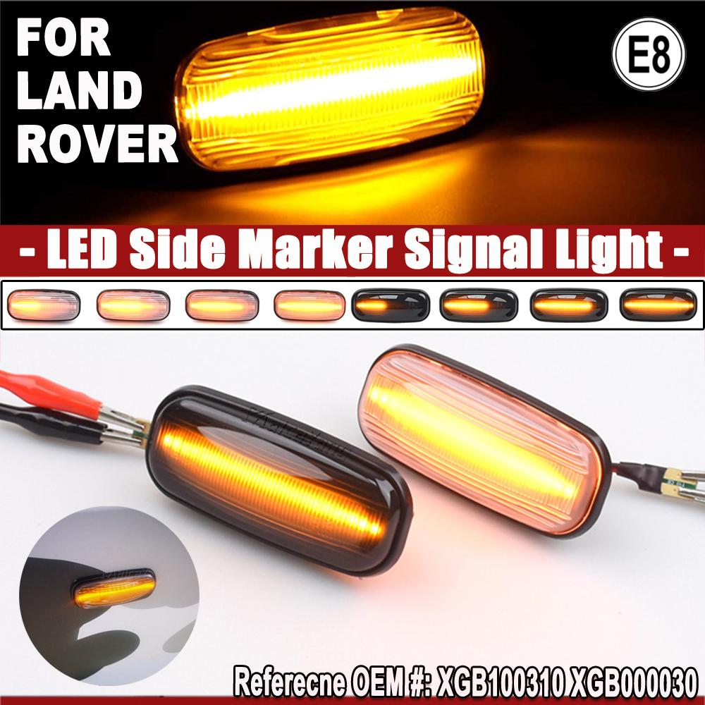 2pcs LED Turn Signal Dynamic Sweep Side Marker Lamp Repeater Indicator Light For Discovery 2 1999-2003 2004 Freelander Defender