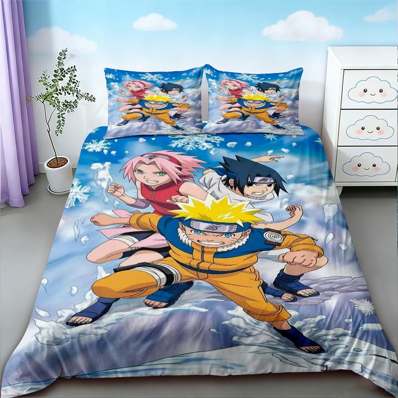 Duvet Cover Anime Uzumaki Naruto Bedding Set Pillowcase Bedclothes Suit Single Double Quilt Cover Bedspead Bedroom boys bests