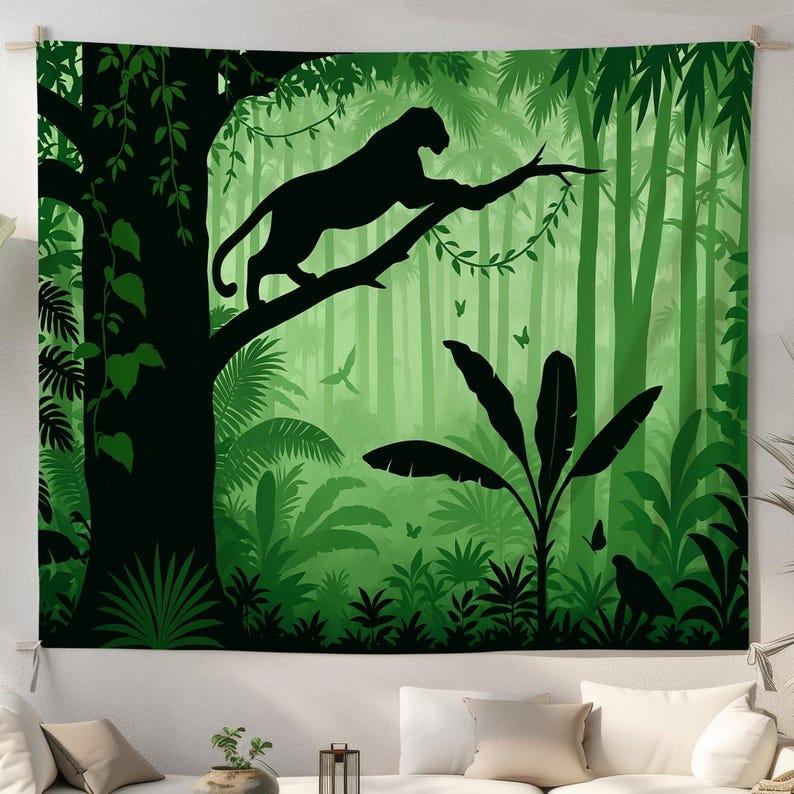 Leopard Jungle tapestry 75x100 чёрный