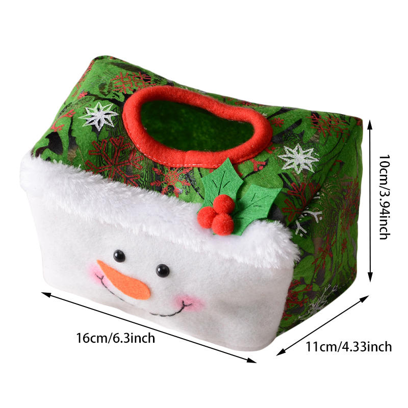 Cute Christmas Desktop Square Decorative Santa Tissue Box Cover Portable Tissue Paper Holder Holiday Decorations