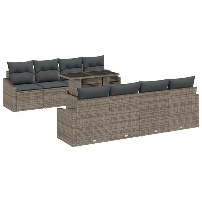 VidaXL Canapé de Jardin 7 Pièces avec Coussins Gris en Poly Rattan 3357702