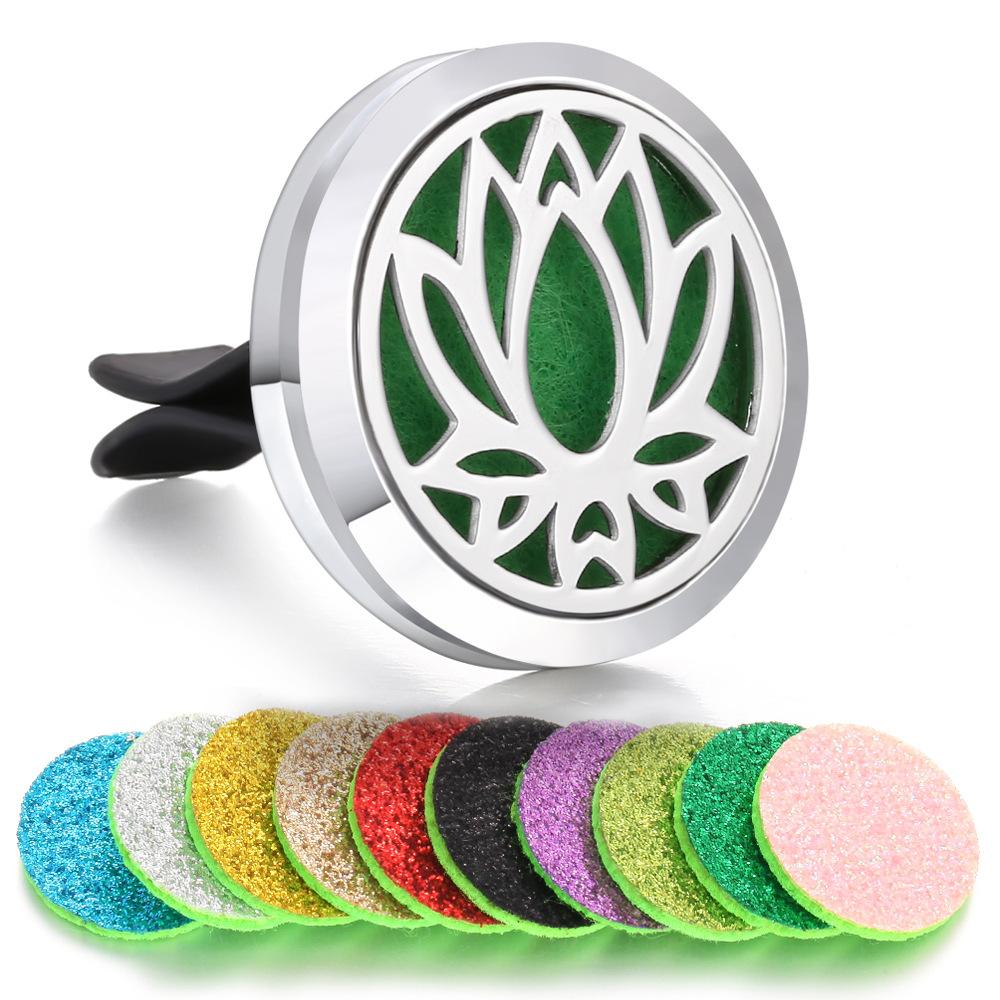 1pc Refillable Car Air Freshener Smell Perfume Diffuser Clip Auto Vent Essential Oil Stainless Steel Locket Interior Accessories