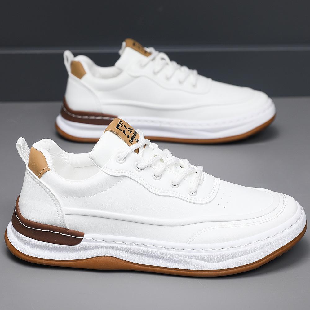 New spring men's leather shoes sports casual breathable men's board shoes low-top soft leather soft sole single men's shoes