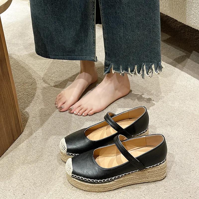 Spring Rome Sandals Weave Wedges Platform Shoes Women Dress High Heels Mary Janes Shoes Party Pumps Female