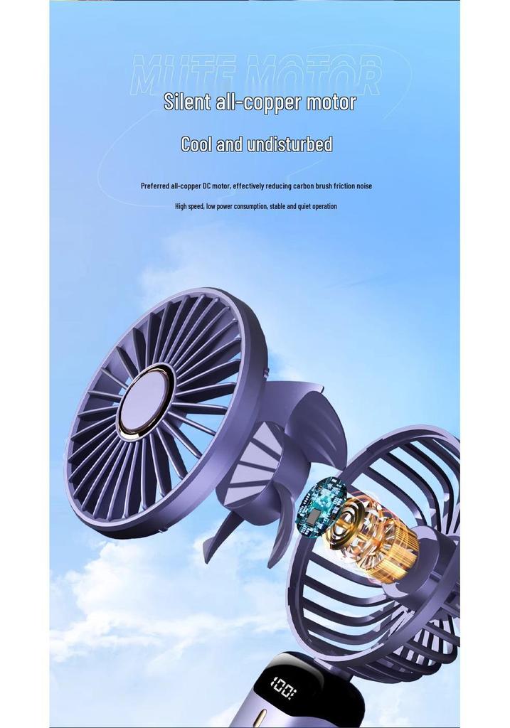 Rechargeable Foldable Quiet Fan with Strong Wind for Dorms and Bedsides