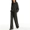Spring Women's Silk Wool Wide-Leg Knit Pants: Loose, Drapey, Elastic, Soft, Double-Sided Texture.