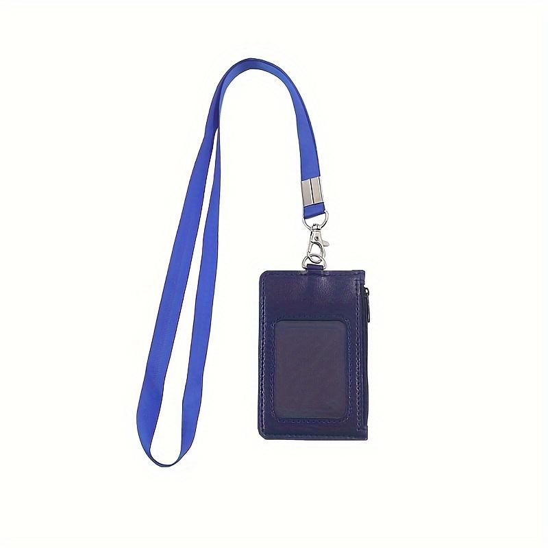 Premium Faux Leather Zippered ID Badge Holder with Multiple Card Slots and Lanyard - Perfect for Office Use