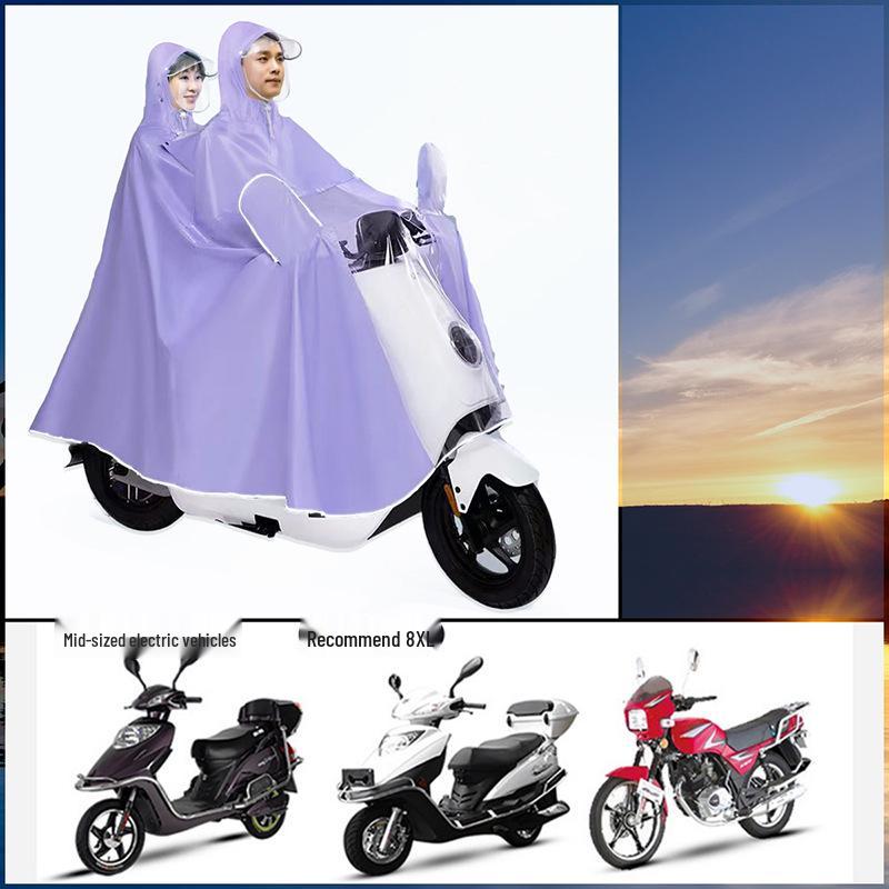 Thickened Electric Vehicle Poncho with Clear Dashboard, Double Brim, and Extended Length for Rainstorm Protection – Helmet-Compatible