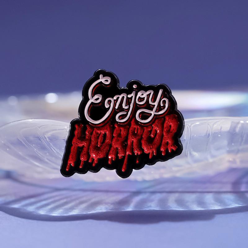 Theme Horror Contemporary Metal Badge With Artistic Lettering For Cool Personalization Of Bags And Fashion Items