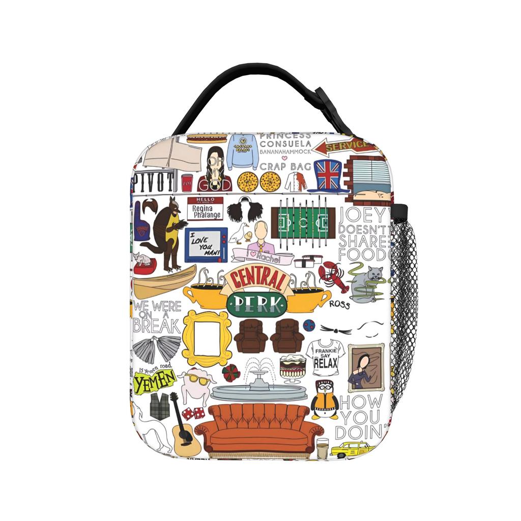 Friends Tv Show Print Lunch Bag Men Women Cooler Thermal Insulated Lunch Boxes for Kids School