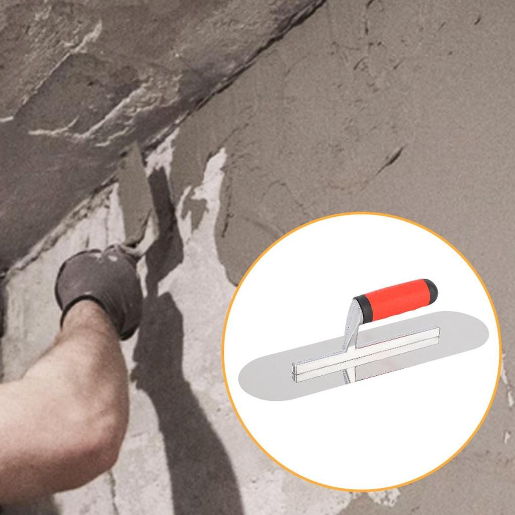 Trowel with Round Head, Stainless Steel Trowel, Mirror Polished, for Plastering, Sturdy Ergonomic