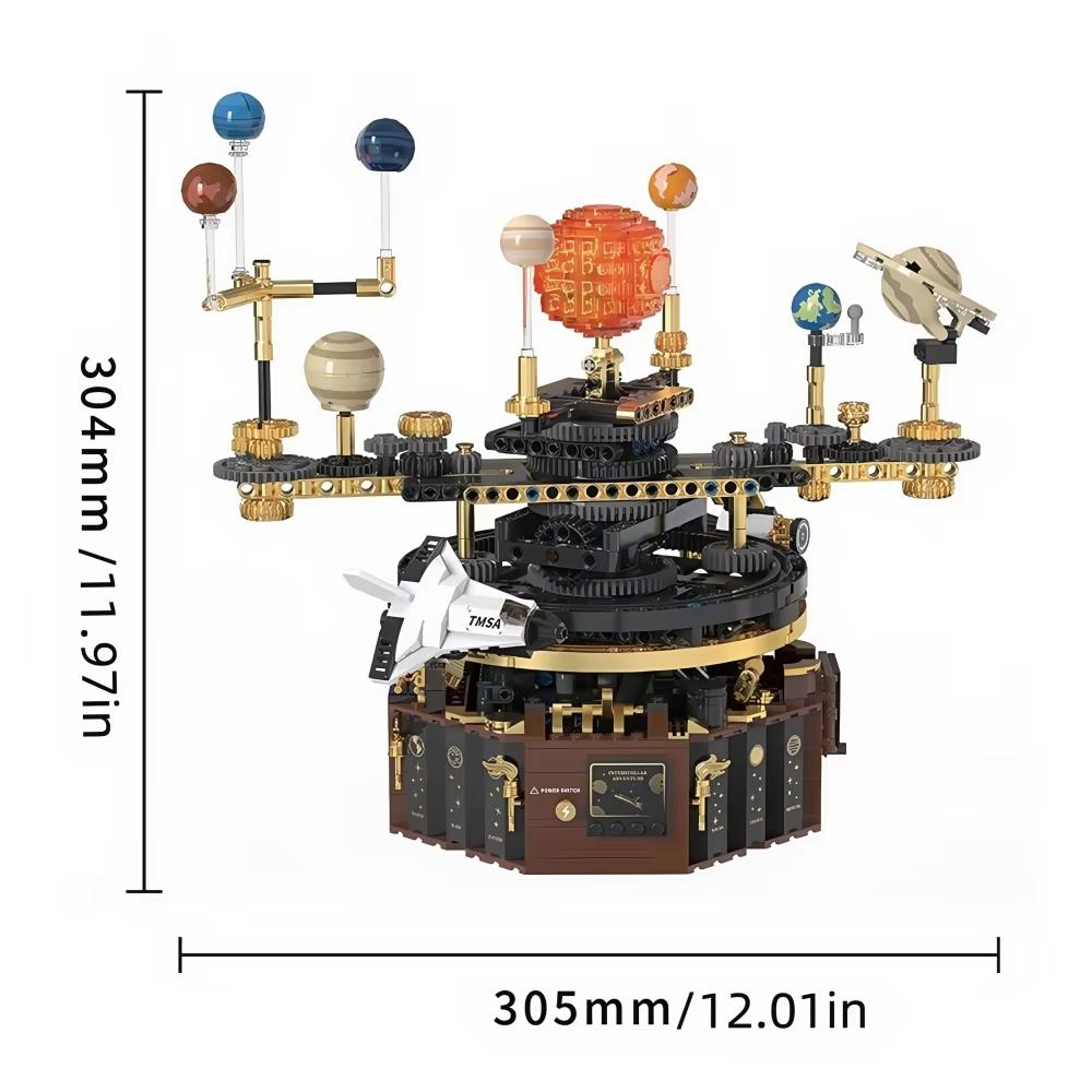 STEM Universo Rotante Elettrico Sistema Solare Elettrico Luce Blocchi da Costruzione MOC Modello Sole Terra Educazione Scientifica Spaziale Giocattolo per Bambini