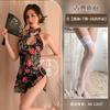 Sex underwear retro stand-up collar high-end cheongsam sexy uniform nightclub tight sleeveless hip-wrapped printing