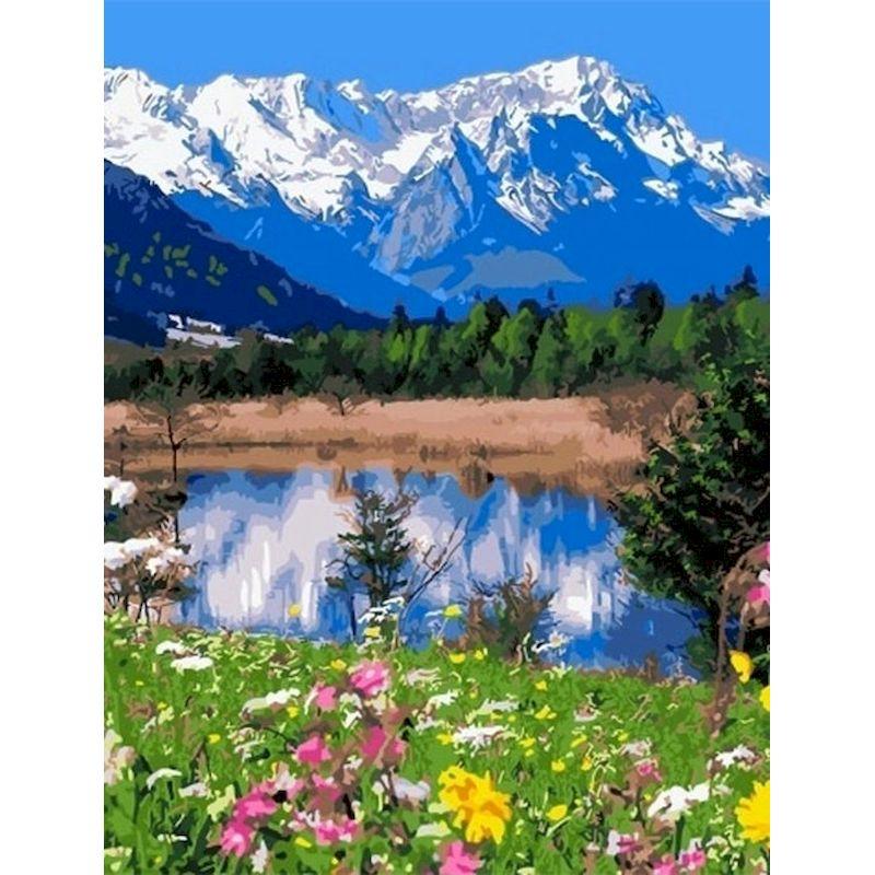

GATYZTORY Paint By Numbers Landscapes Acrylic Drawing Canvas Oil Painting By Numbers Rivers And Mountains Scenery For Adults Hom 40x50cm No Frame