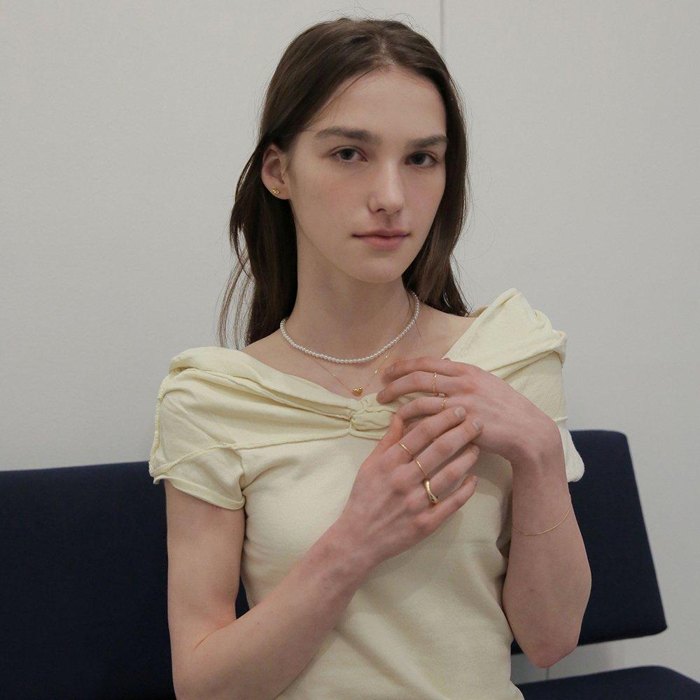 14K Gold-Filled Silver Lovely Heart Necklace 40cm + Tail Chain 5cm