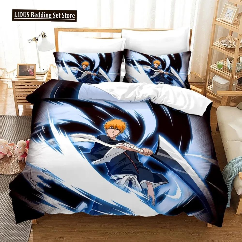 Anime Bleach Kurosaki Ichigo Bedding Set Boys Girls Twin Queen Size Duvet Cover Pillowcase Bed Boys Adult Home Textileextile