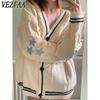 Women's Fashion Casual Star Print Fall Winter Long Sleeve V-Neck Sweaters