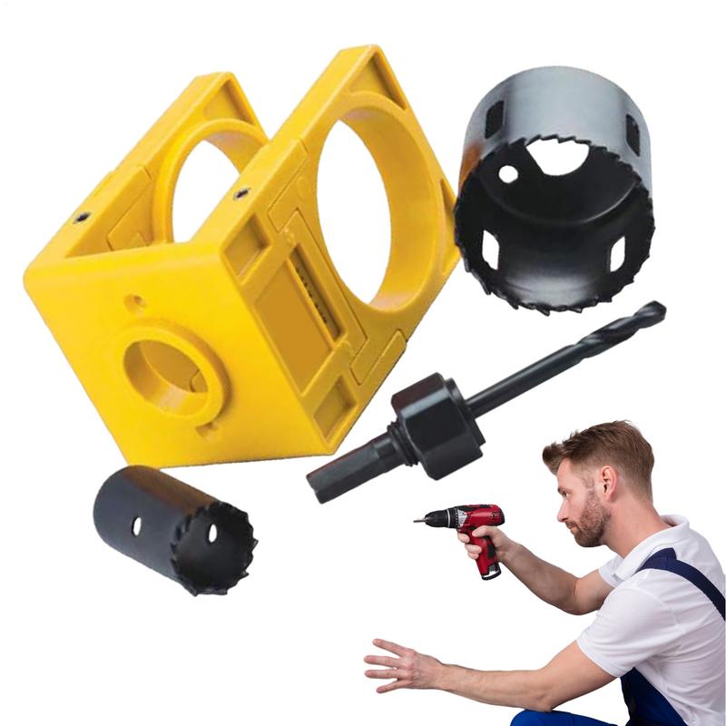 1-3/8" - 1-3/4" Door Knob Drilling Kit Door Lock Installation Kit With Guide Template Door Lock Hole Saw Kit Installation Tools