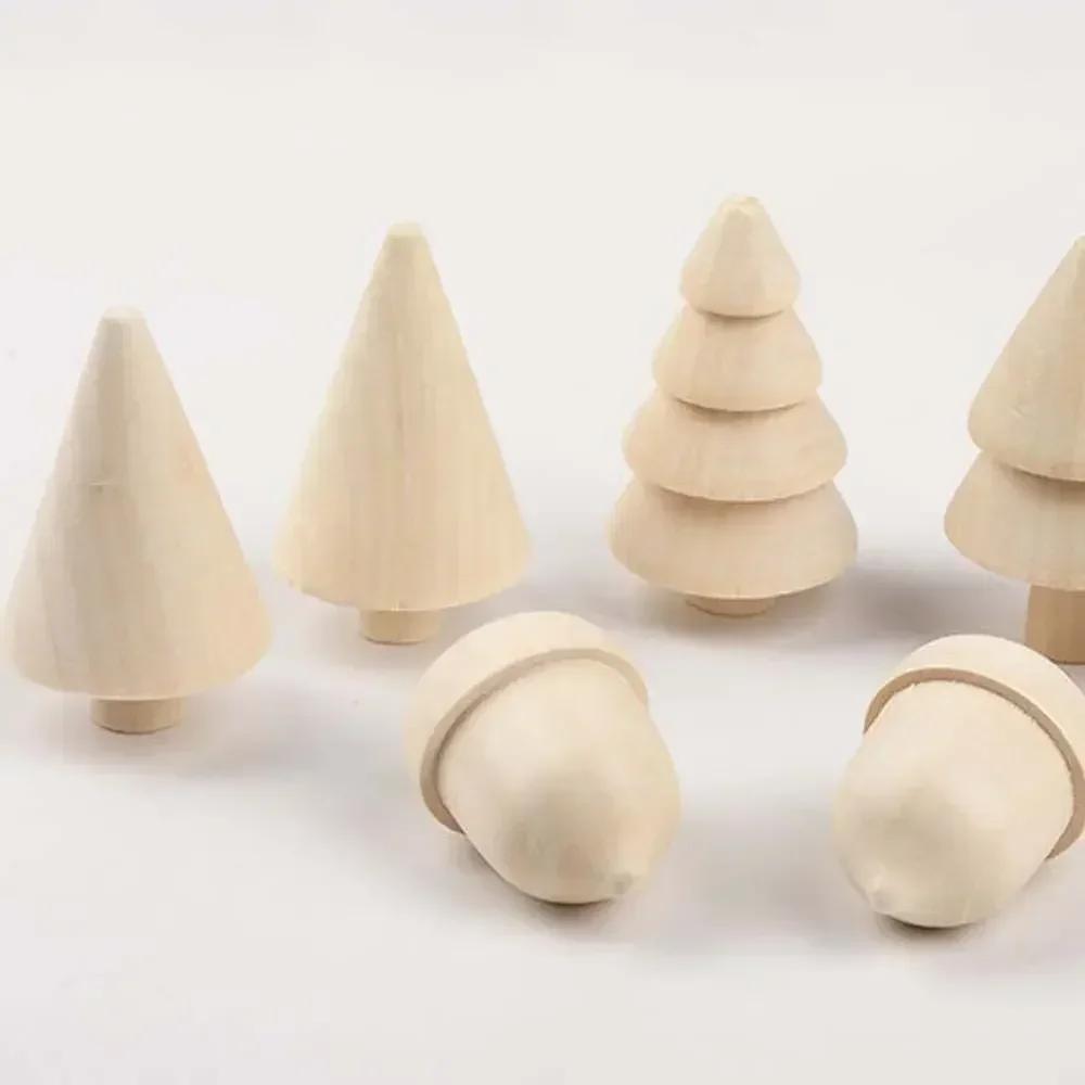 Unfinished Wooden Diy Tree Painted Crafts Diy Blank Acorn Blank Painting Toy Miniature Christmas Supplies Decoration Kids Gift