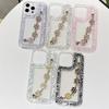 Samsung A56 Phone Case with Glitter Rhinestones, Bracelet Compatible, Supports S24 Ultra, Transparent, Cross-Border A14, A55, A1315.
