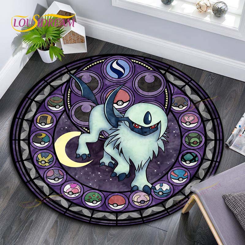 

Cartoon Pokemon Round Children Carpet Pikachu Animal Pokemon Pattern Children Flannel Carpet Baby Hand Print Carpet 80cm