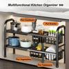 Kitchen Under Sink Adjustable Pot Rack Multifunctional Dish Pans Snacks Cookware Storage Rack Countertop Cabinet Storage Basket