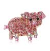 Luxury Rhinestone Pink Pig Brooches for Women Unisex Enamel Animal Pin Event Party Gifts Backpack Decoration Clothes Accessories