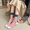 Women's Color-blocking Striped Mid-calf Socks, College-style Long Calf Socks, Trendy Women's Socks