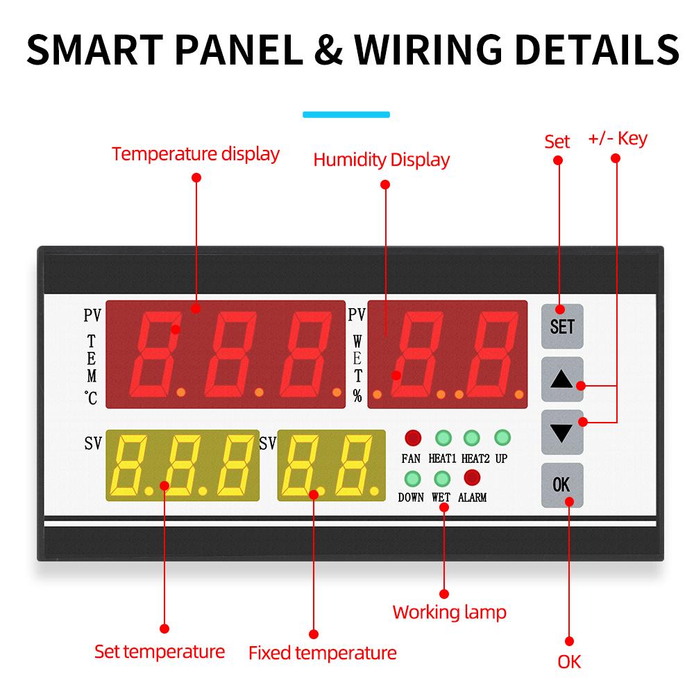 XM-18 Digital Äggkläckare Controller Multifunktionell Termostat Hygrostat Temperatur Fuktighetskontroller med Sensorsond