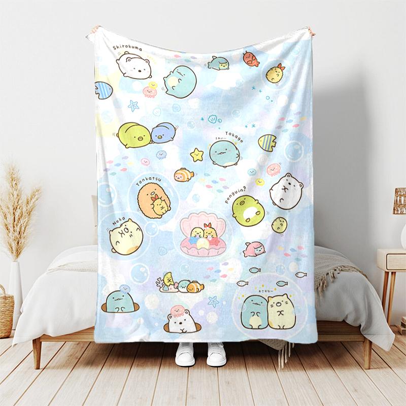 1pc Blanket Sumikko Gurashi Print Design, Lightweight Blanket for Sofa, Bed- Soft &Warm, Gift for All Seasons like Christmas, Halloween