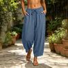 Women's Color Elastic Waist Drawstring Pants with Pockets, Casual Pants
