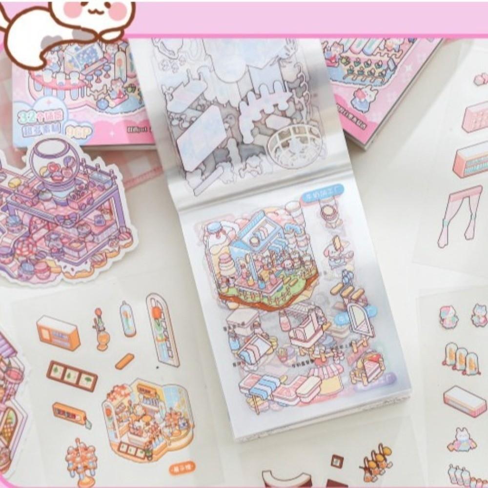 Miniature Scene Mini Landscape Stickers 3D Cartoon Stickers Landscape Sticker Book  For Students