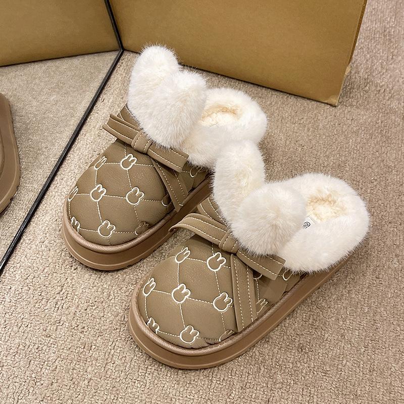 Cixi cotton slippers autumn and winter new thick bottom bag head rabbit ears home indoor non-slip warm