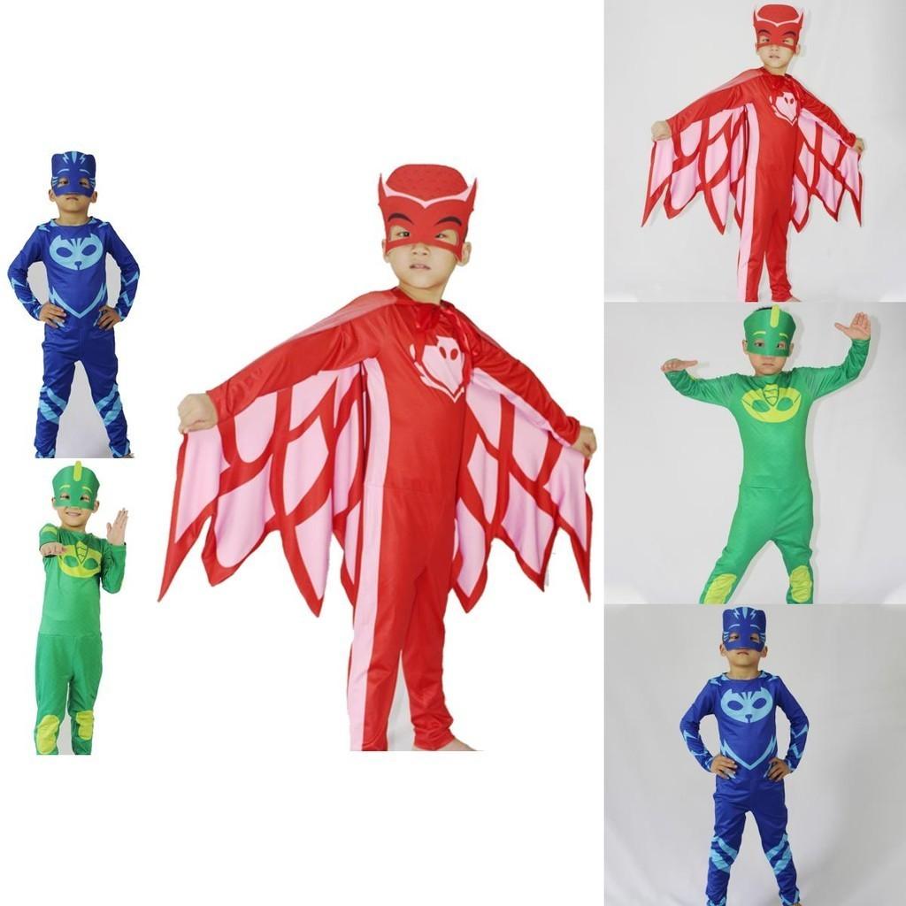Noblekids Pj Mask Costume Featuring Colorful Catboy Owlette Gekko Jumpsuit For Kids