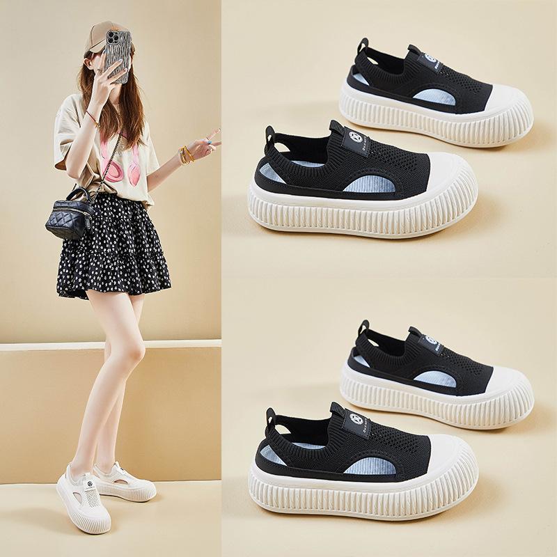Summer fly woven shoes new Korean version ins female students height increase mesh breathable board shoes casual shoes XT130