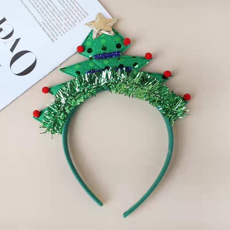 Flashing Christmas Tree Antler Headband - Santa Style