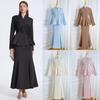 Elegant Handmade Fishtail Skirt Suit with Beaded Floral Embroidery