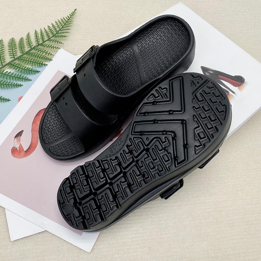 

Женские дышащие тапочки, сандалии с двойной регулировкой на толстой подошве, повседневные износостойкие пляжные уличные тапочки из ЭВА на одной кнопке 39-40 чёрный