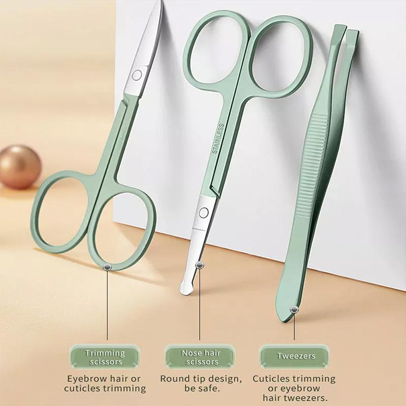 18 Piece Deluxe Manicure & Pedicure Set Green And Blue Stainless Steel Nail Scissors, Clippers, Ear Digging Spoon Women for Men