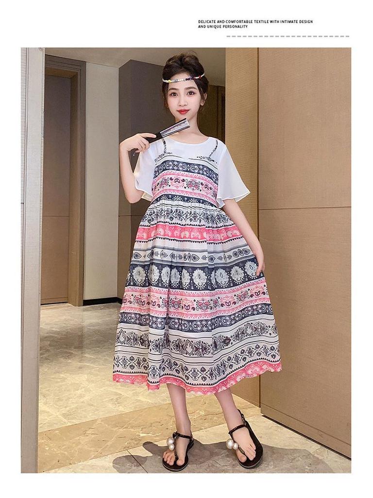 Sommermode für Mädchen: Neuer Stil Zweiteiliges Träger-Prinzessinnenkleid