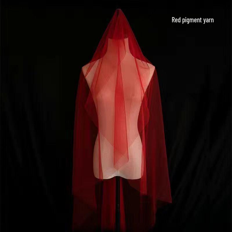 Red Translucent Bridal Veil for Chinese Wedding Xiuhe Dress