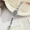 Vintage Round Bracelet Watch Button Design Luxury Ladies Watch Metal Elegant Wristwatch Women