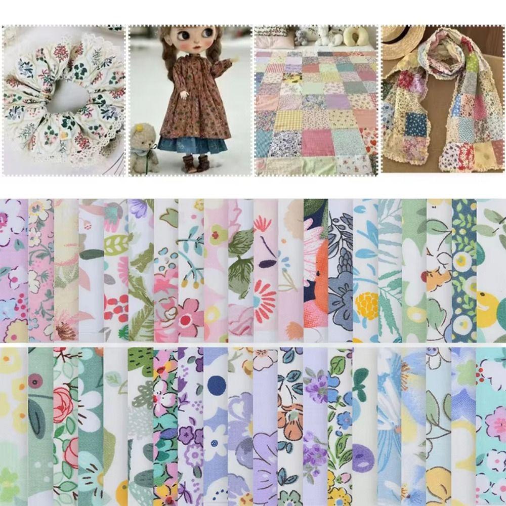 20pcs DIY Crafts Floral Printed Fabric Creative Patchwork Fabrics Sewing Supplies