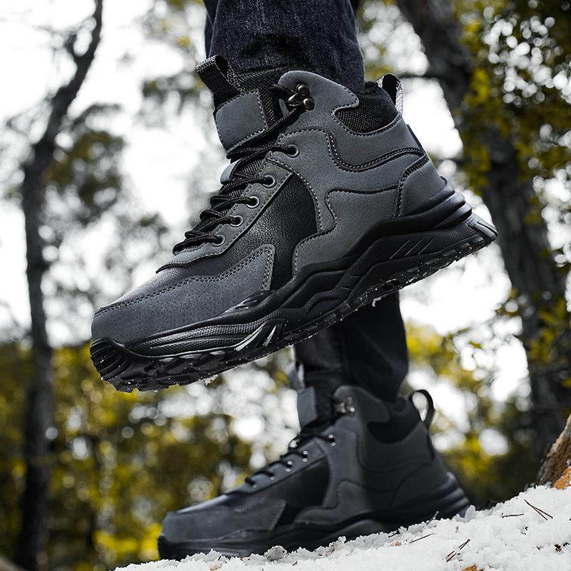 TUINANLE Winter Platform Shoes for Men Plush Warm Outdoor Sneakers Man's Lace Up Non Slip Snow Sports Shoes